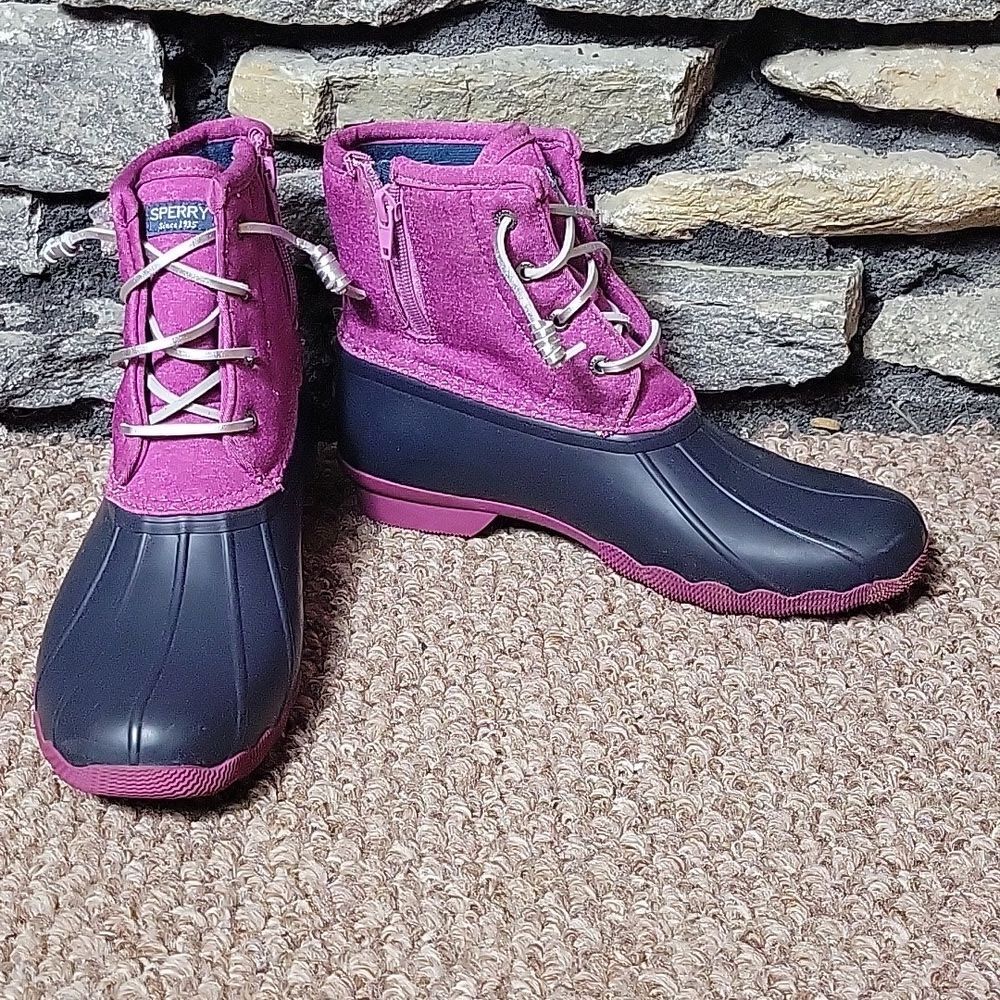 Women's Sperry Top sider duck waterproof rain winter boots pink sz 6